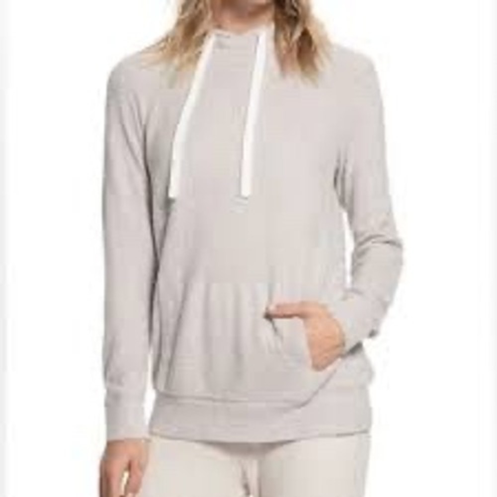 Barefoot Dreams CozyChic Lite‎ Hoodie Size M Gray Soft Pullover